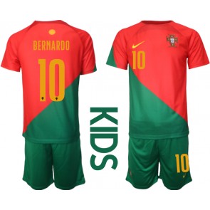 Portugal Bernardo Silva #10 kläder Barn VM 2022 Hemmatröja Kortärmad (+ korta byxor)